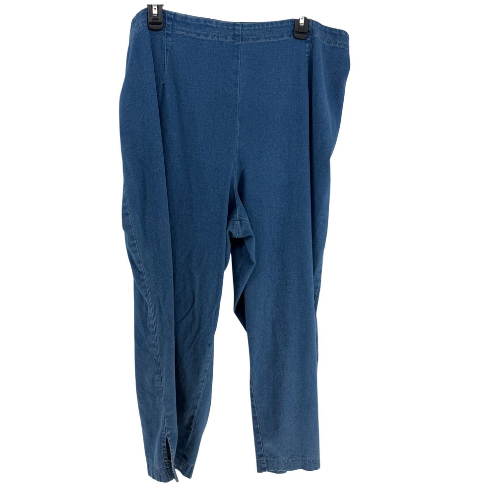 Cherokee Denim Pants Women 24W Blue‎ Elastic Waist Stretch Side Slit Cropped 90s